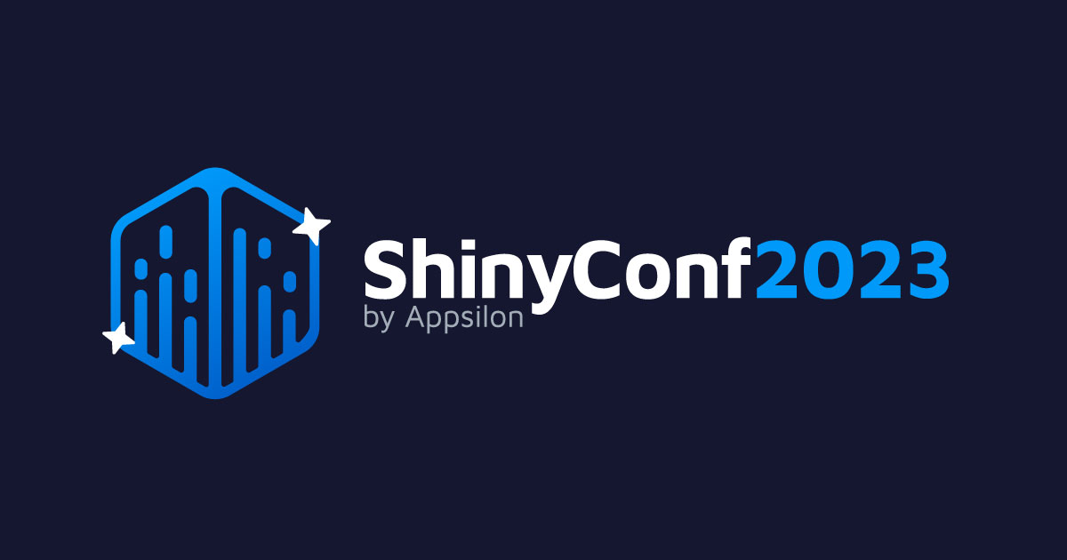 The Shiny Conf Logo on a dark blue background