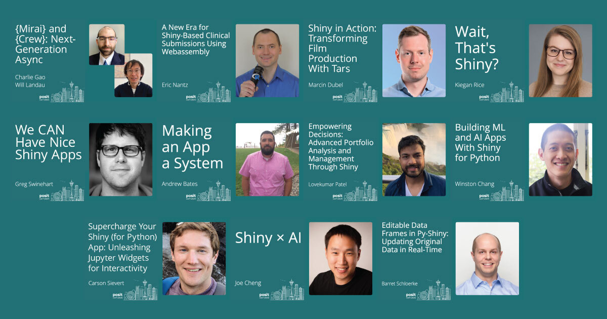 Collage of speakers with Shiny talks at posit::conf(2024)