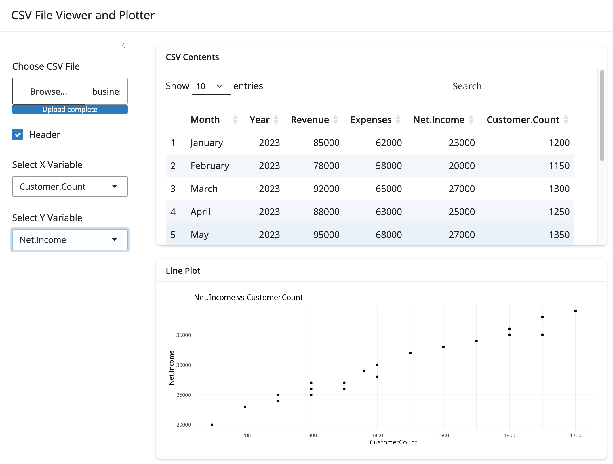 CSV viewer