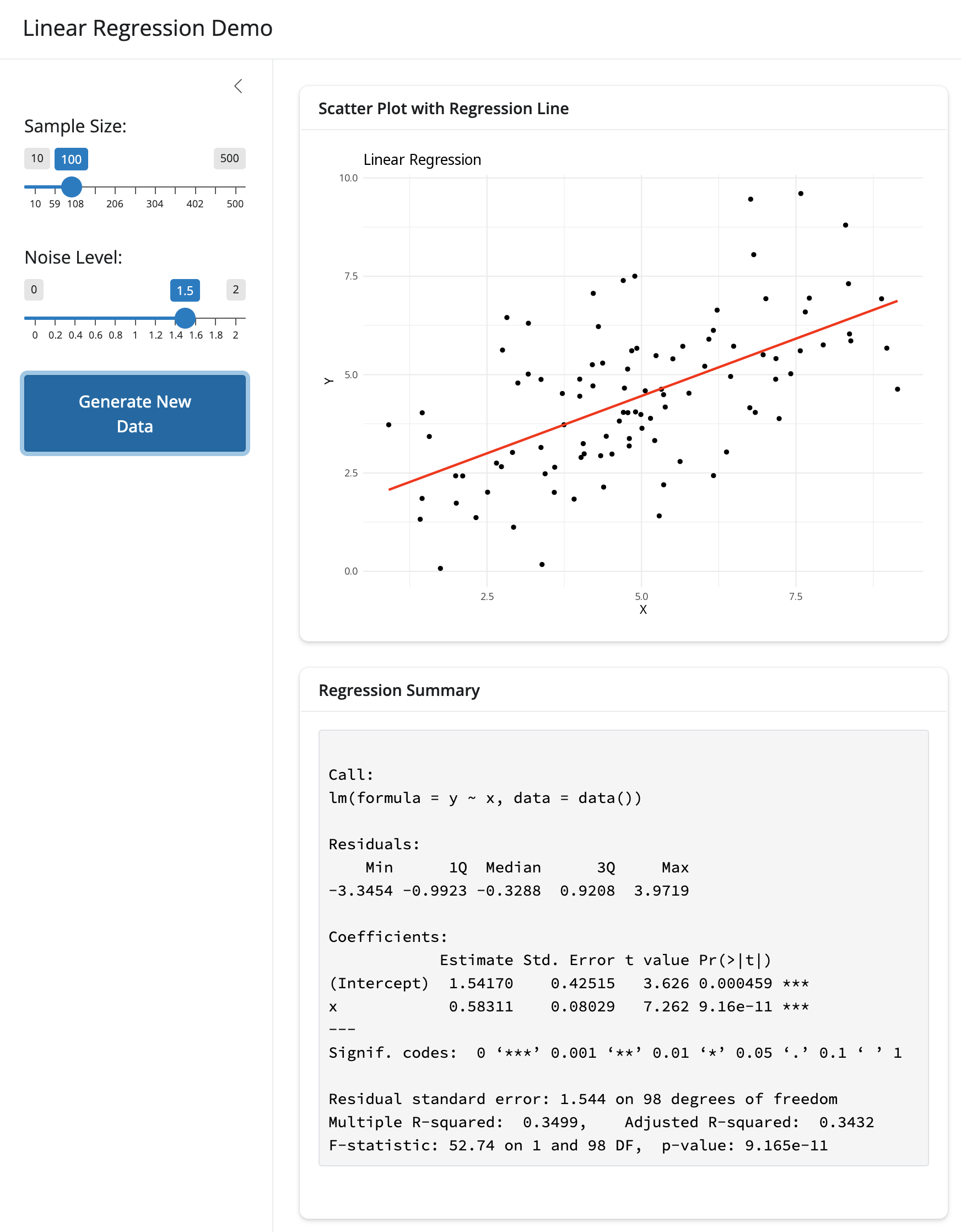 Linear regression app