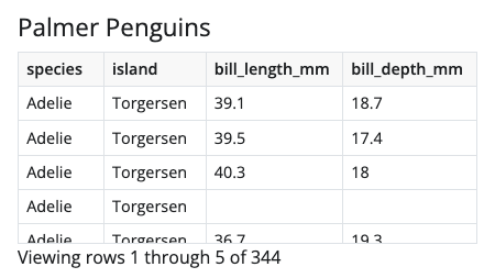 Data Grid component preview