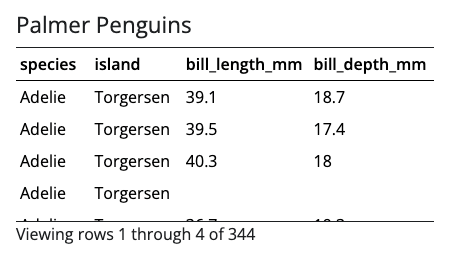 Data Table component preview