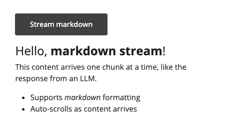 Markdown Stream component preview