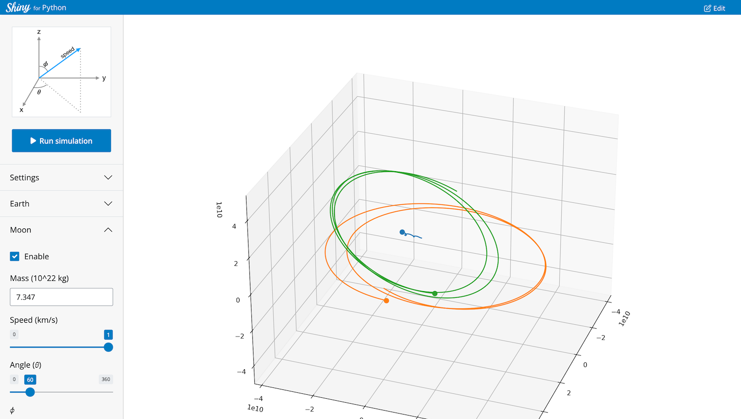 Shiny Orbit Simulation App