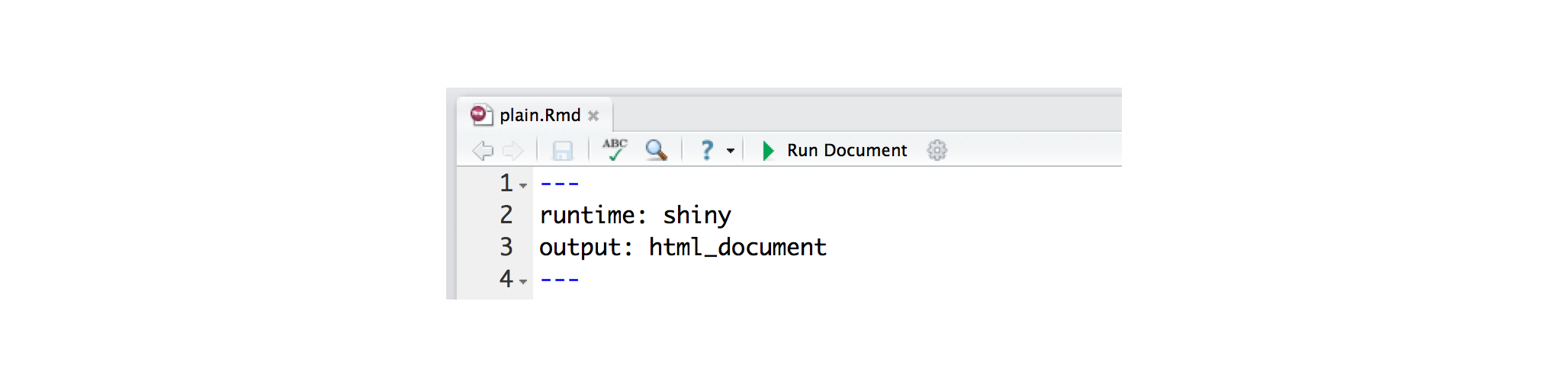 YAML header that says runtime: shiny, output: html_document