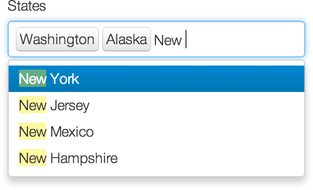 selectize input in Shiny. Shown with US states as an example.