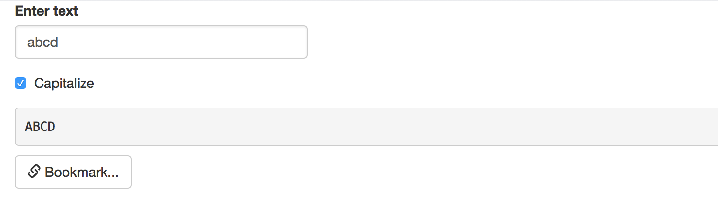 UI portion of the app that includes a section Enter text, a checkbox for Capitalize and an output box for the text, either capitalized or not.