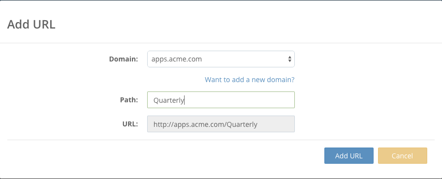Add URL for a custom domain