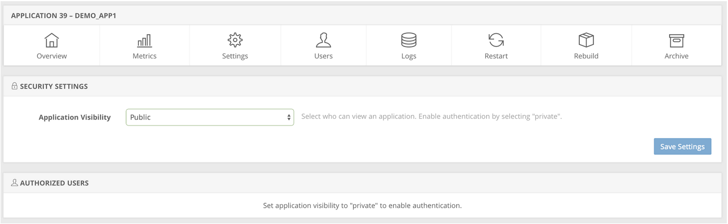 Visibility settings for shinyapps.io. Default visibility is Public