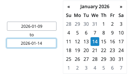 Date Range Selector component preview