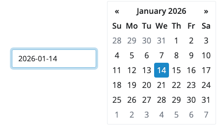 Date Selector component preview