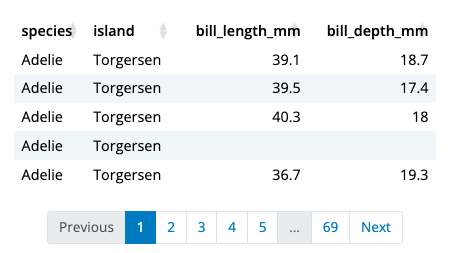 DataTable component preview